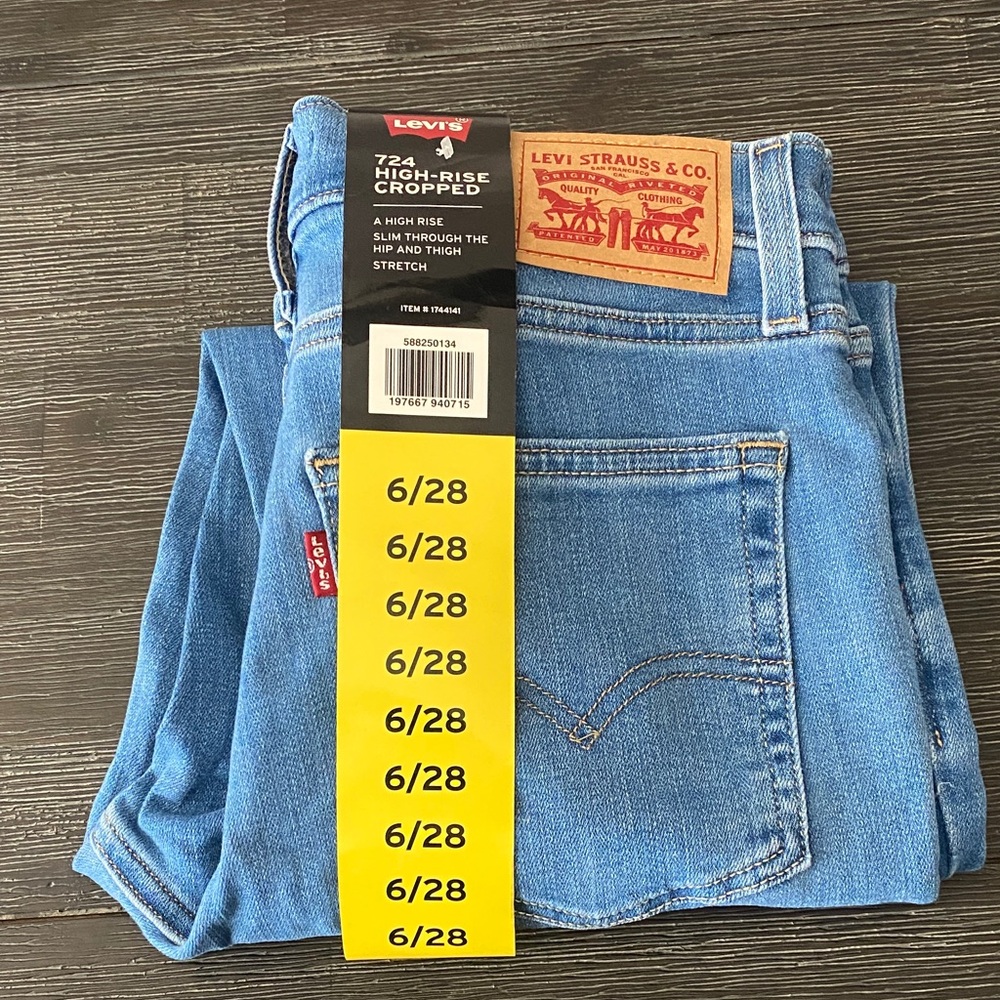LEVI’s ‘724 High-Rise Straight Crop’ Stretch Blue Cropped Jeans -